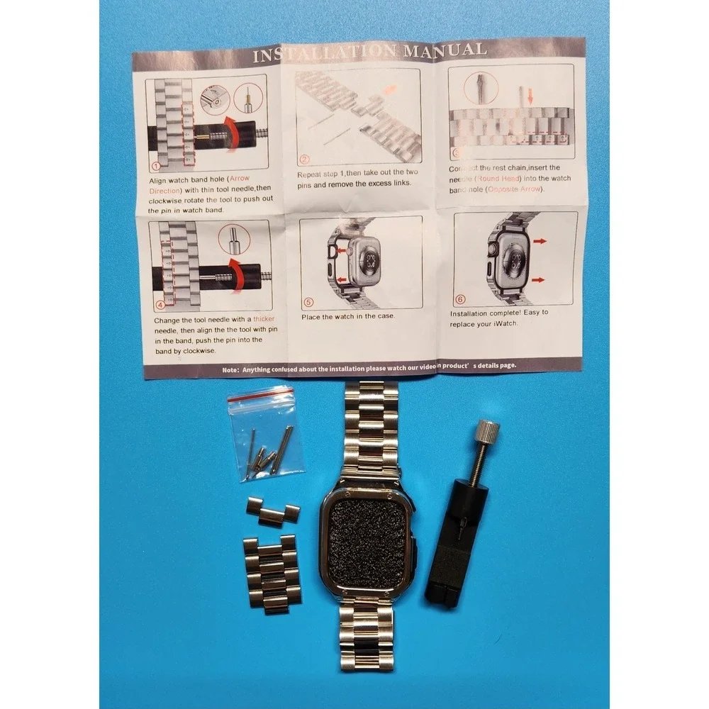 MioHHR Stainless Steel Band and Case Compatible with Apple Watch Band 44mm 42mm